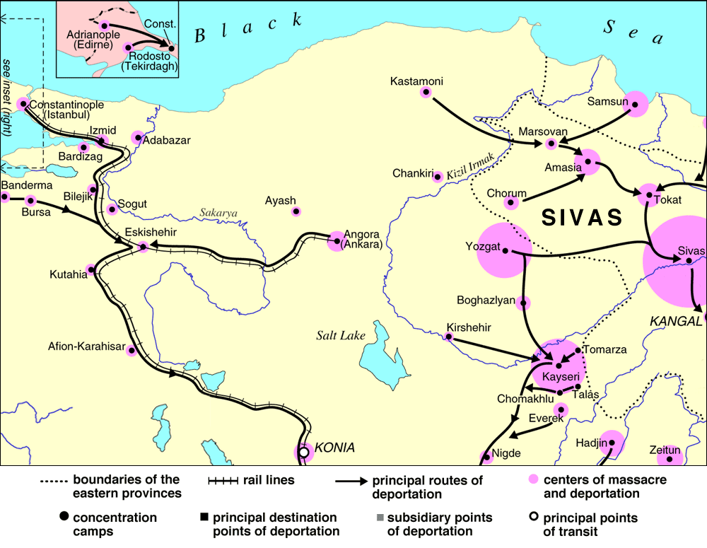 Map of the Armenian Genocide -- Northwest