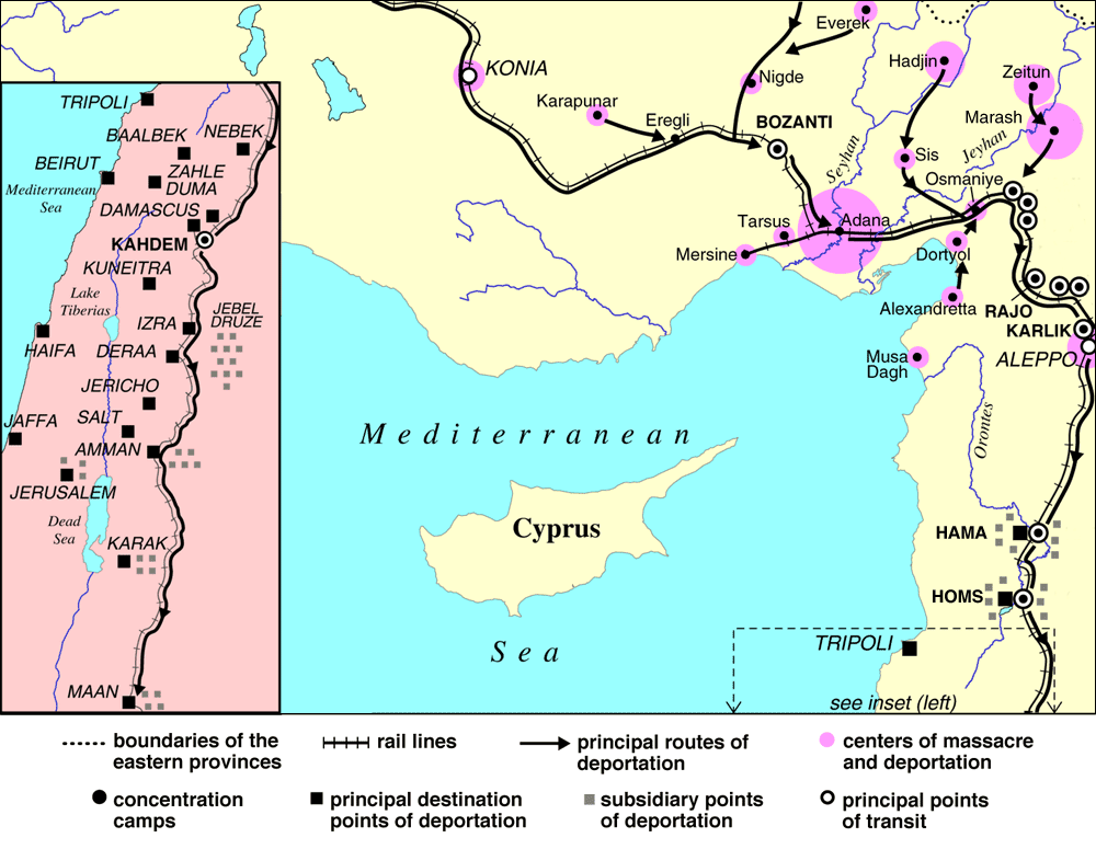 Map of the Armenian Genocide -- Southwest
